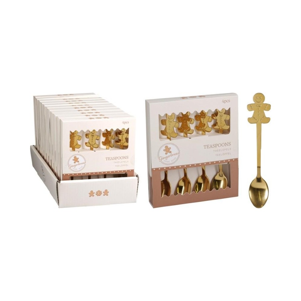 SET 4 CUCCHIAINI FORCHETTINE ORO CON OMINO H.12